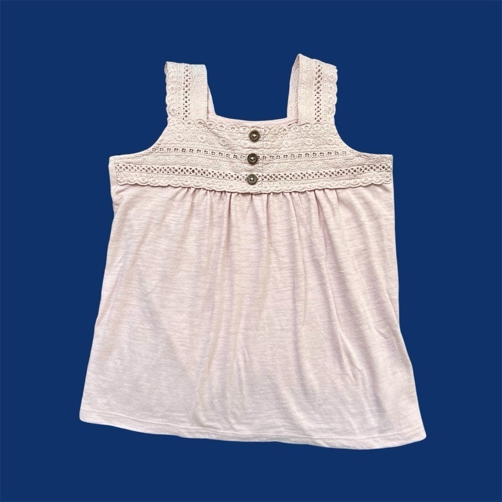 Old Navy Blush Pink Tank Top with Eyelet & Button Detail Size XS 5